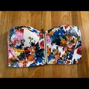 Floral leather corset.